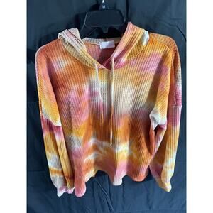 Pink Lily hooded oversized sweater shirt tye dye womens size medium